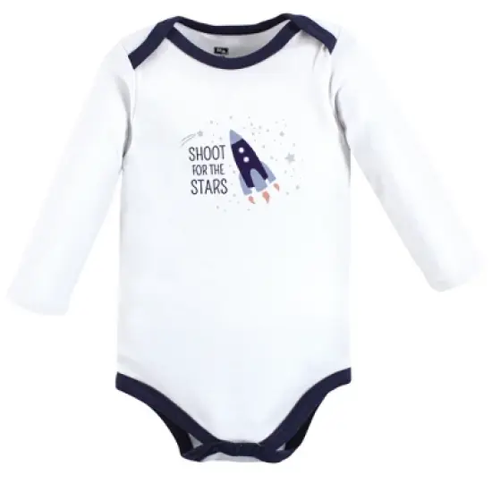 Hudson Baby Infant Boy Cotton Long-Sleeve Bodysuits, Space 5-Pack image {5}