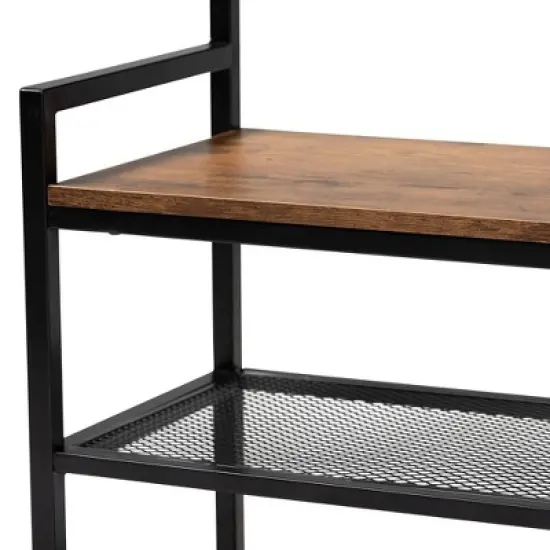 Edan Wood and Metal Freestanding Coat Hanger Walnut Brown/Black - Baxton Studio image {5}