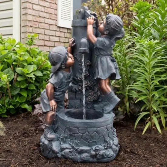 Nature Spring Polyresin Outdoor Water Fountain With Boy and Girl image {2}