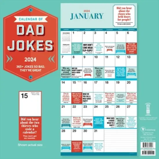 TF Publishing 2024 Wall Calendar 12"x12" Dad Jokes image {4}