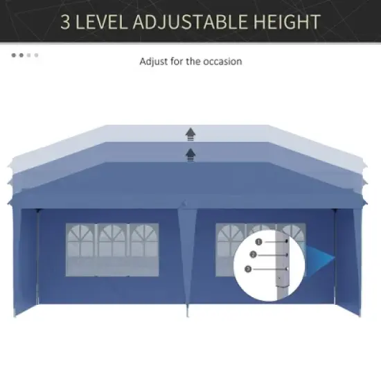 Gulches 10' x 20' Pop Up Canopy Tent with 4 Sidewalls, Heavy Duty Tents for Parties, Outdoor Instant Gazebo, for Outdoor, Garden, Patio, Blue image {5}