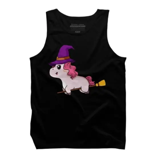 Men's Design By Humans Witch Unicorn Halloween T Shirt By thebeardstudio Tank Top image {4}