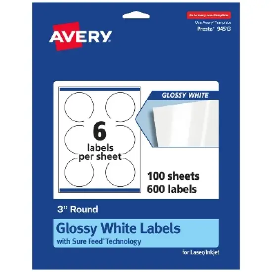 Avery Round Labels with Sure Feed, 3" Diameter image {6}