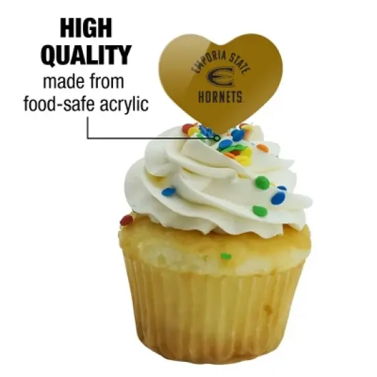 Emporia State University Hornets Heart Love Cupcake Picks Toppers Decoration Set of 6 image {2}