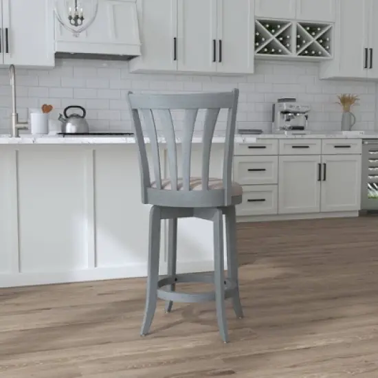 25.75" Savana Swivel Counter Height Barstool Blue (Wirebrush)/Cream - Hillsdale Furniture image {1}