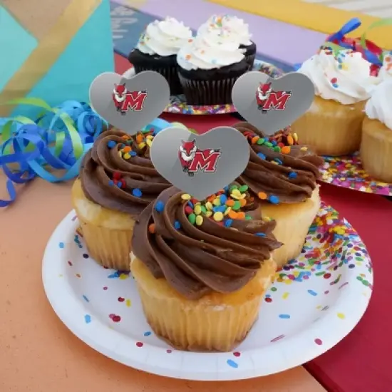 Marist College Secondary Logo Heart Love Cupcake Picks Toppers Decoration Set of 6 image {3}