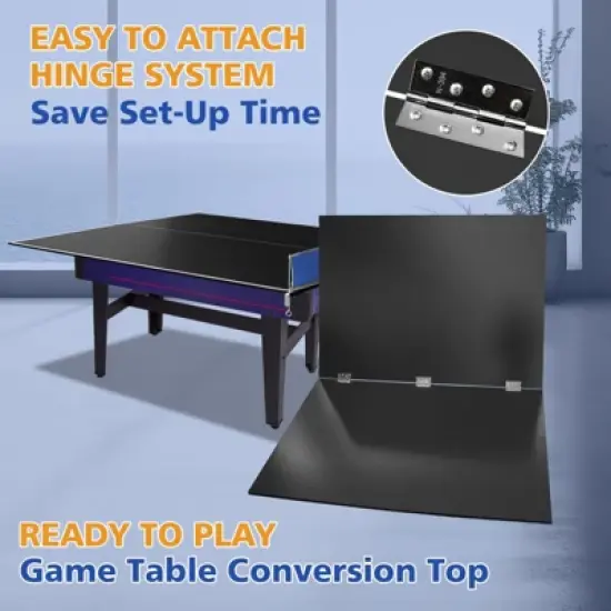 SEVOBAL Table Tennis Accessories 6ft Ping Pong Conversion Top Foldable Portable with Solo Play Option for Indoor Games, Black, 35"*19"*3.1" image {4}