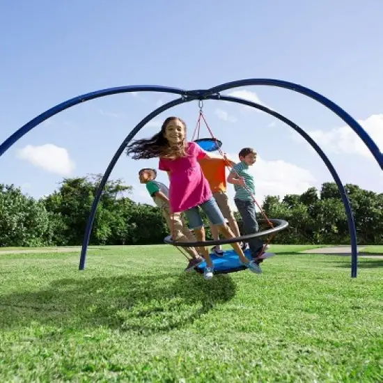 HearthSong - Large Vortex Spinning Ring Swing and Sky Dome Arched Stand Set for Kids Active Outdoor Play image {2}