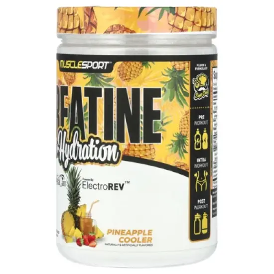 MuscleSport Creatine + Hydration, Pineapple Cooler, 10.58 oz (300 g) image {2}