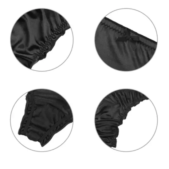 Agnes Orinda Women's Satin Soft Mid-Rise Ruffle Hipster Thong Lingerie Underwear image {3}