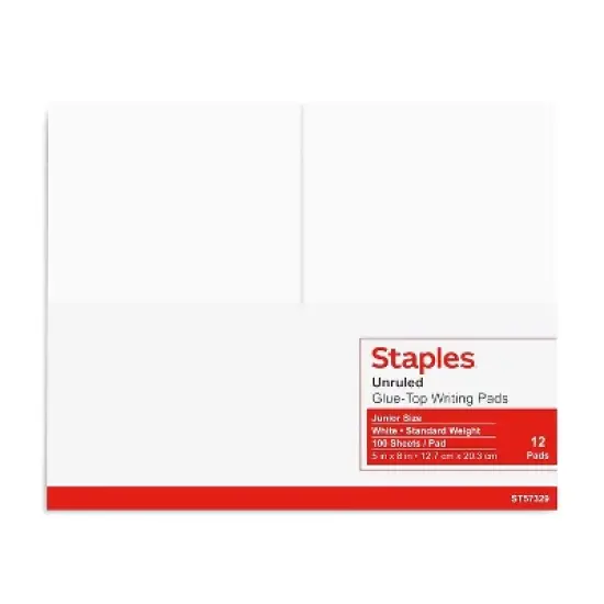 Staples Message Pads 5" x 8" Unruled White 100 Sh./Pad 12 Pads/PK 163451 image {3}