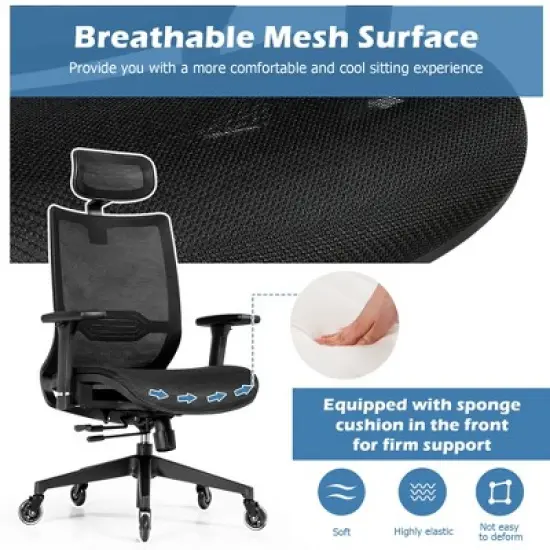 Costway Office Chair Adjustable Mesh Computer Chair with Sliding Seat & Lumbar Support image {5}