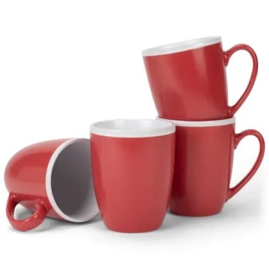 Elanze Designs Solid Color Red White Interior 16 ounce Matte Ceramic Mugs Matching Set of 4 image {5}