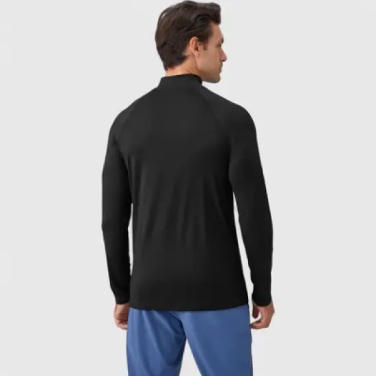 Anna-Kaci Active Men's Long Sleeve Quarter-Zip Pullover with Reflective Chest Detail and Slim Fit Design image {2}