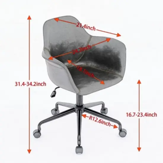 PAGED Ergonomic Office Chair Mid-Century Modern Gaming Chair with Adjustable Height, Back Support for Living Room, Home Office, Black image {4}