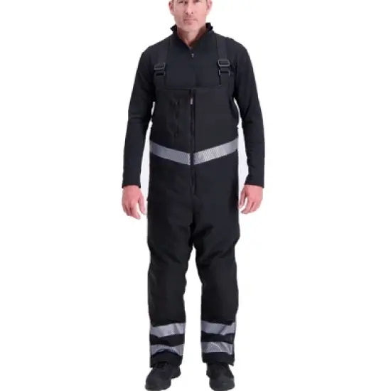 RefrigiWear Mens Insulated Softshell Enhanced Visibility Reflective Bib Overalls image {2}