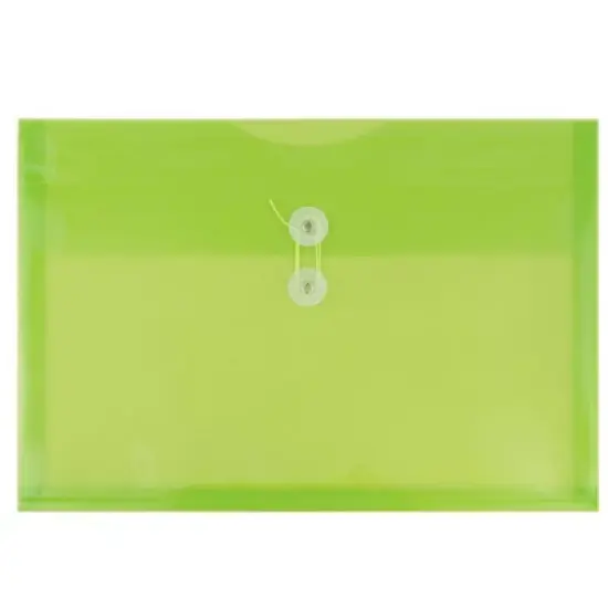 JAM Paper 9 3/4'' x 13'' 12pk Plastic Envelopes with Button and String Tie Closure, Letter Booklet image {6}