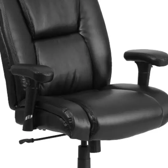 Flash Furniture HERCULES Series Big & Tall 400 lb. Rated Black LeatherSoft Ergonomic Task Office Chair with Chrome Base and Adjustable Arms image {5}