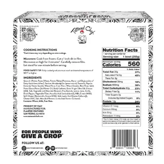 Tattooed Chef Frozen Creamy Pesto Gnocchi Bowl - 9oz image {1}