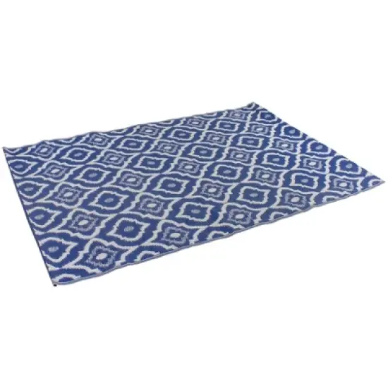 Northlight 4' x 6' Blue and White Geometric Rectangular Outdoor Area Rug image {2}