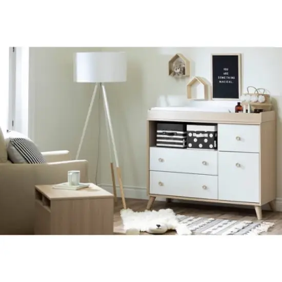 Yodi 2 Drawer Nightstand Soft Elm/White - South Shore image {4}