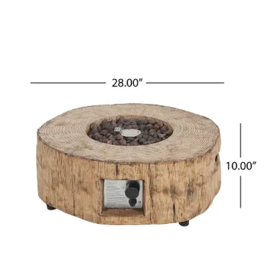 Christopher Knight Home Waldo 30,000 BTU Lightweight Concrete Propane Fire Pit with Wood Pattern image {2}