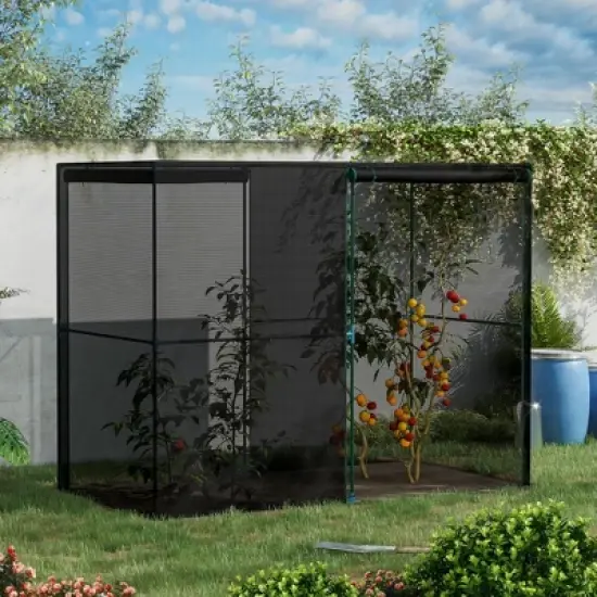 Outsunny 4' x 8' Walk-in Greenhouse with High-Quality HDPE Cover & 2 Zippered Doors for Plants/Herbs image {2}