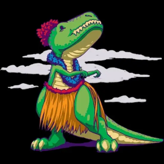 Junior's Design By Humans Hula Rex By paxdomino T-Shirt image {1}