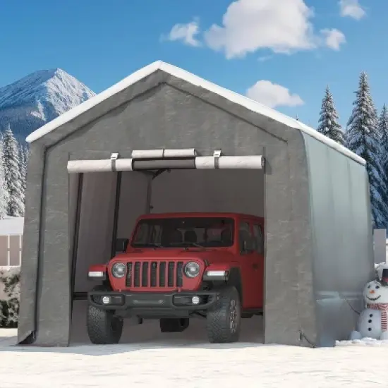 GustoWave 10x15FT Outdoor Portable Storage Shed with Roll-Up Door for Motorcycle, Garden and Tools image {5}