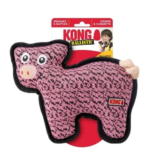 KONG Pig FlyKnit Ballistic Dog Animal Toy image {1}
