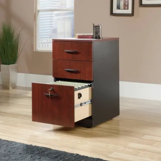 Via 3 Drawer Storage Pedestal Classic Cherry Red - Sauder image {2}