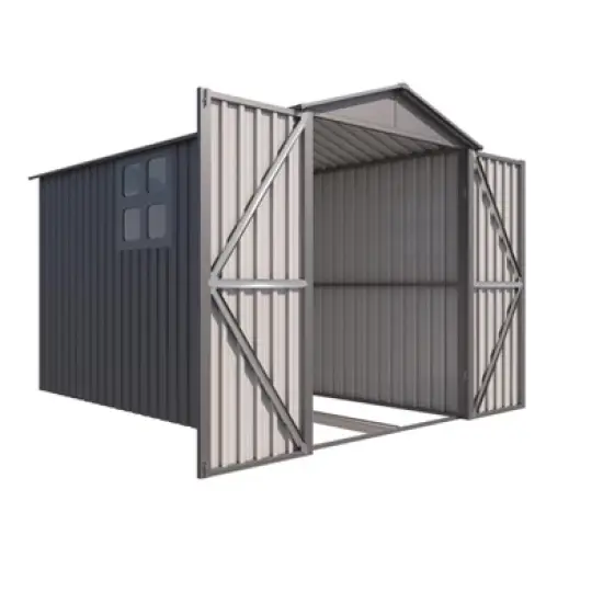 Motorcycle Outdoor Steel Storage Shed With Window ,tracks and fixtures,Grey image {3}
