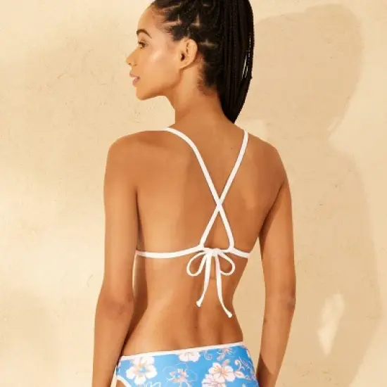 Women's Contrast Binding Triangle Bikini Top - Wild Fable&trade; Blue Floral Print image {1}