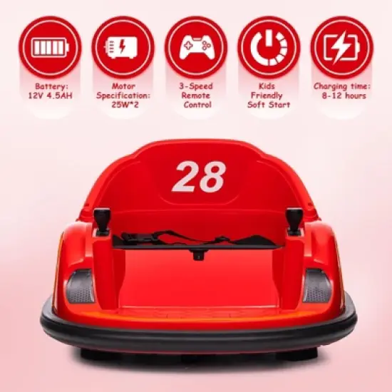 Garvee 12V Electric Bumper Car for Kids with Remote Control &ndash; 360 Degree Spin, LED Lights, Music, Battery Powered Ride-On Toy for Toddlers image {3}