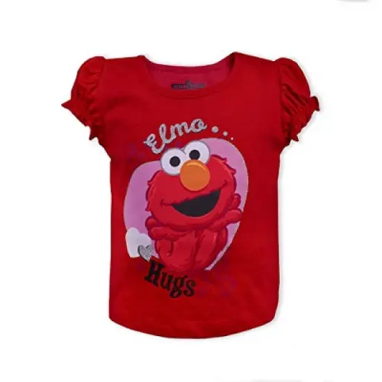 Sesame Street Girl's Elmo Hugs Puff Sleeve Graphic Tee for infant image {3}