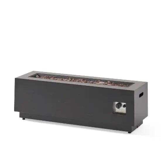 40-Inch Rectangular Outdoor Iron Fire Pit With Propane Tank Storage - 50,000 BTU, Dark Grey image {5}