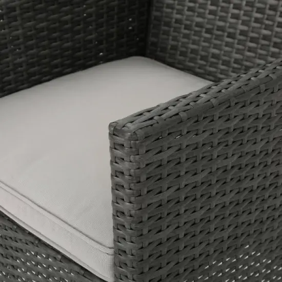 Cypress 5pc Round Wicker Patio Dining Set - Gray - Christopher Knight Home image {4}