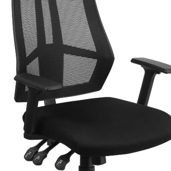Flash Furniture High Back Black Mesh Multifunction Swivel Ergonomic Task Office Chair with Adjustable Arms image {4}