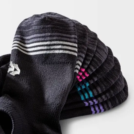 Women's Active Mesh Striped Lightweight 4pk No Show Athletic Socks - All in Motion&trade; - Black 4-10 image {2}