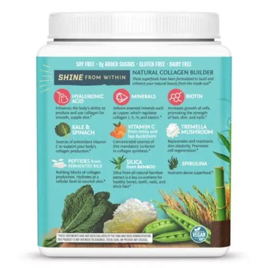 Sunwarrior Collagen Building Plant Based Protein Peptides Powder - Chocolate Fudge - 17.6oz image {2}