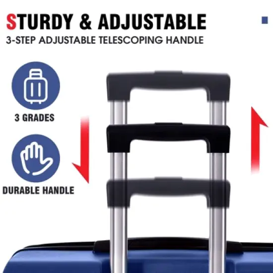 20-Inch Blue Hardshell ABS Luggage with Double Spinner Wheels and TSA Lock Travel Carry-On Luggage image {2}