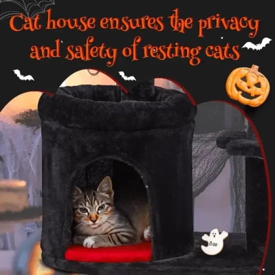 EROMMY Gothic Cat Tree, Pet Tower With Cat Scratching Post for Indoor Cats image {3}