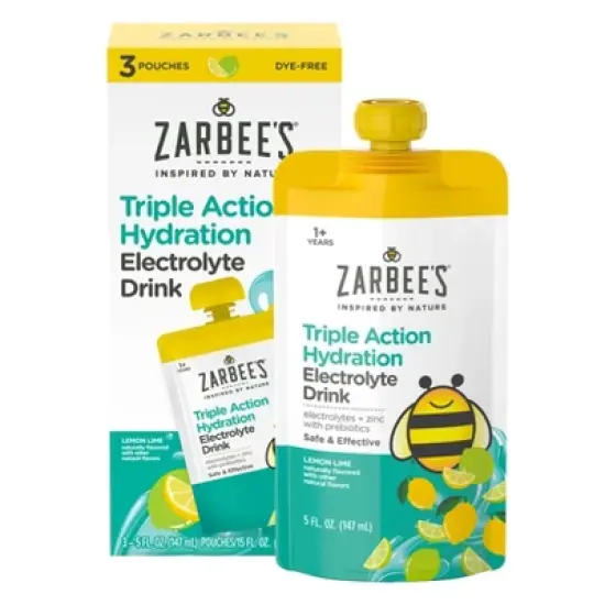 Zarbee's Triple Action Liquid Hydration Pouches - Lemon Lime - 5 fl oz/3ct image {1}