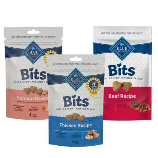 Blue Buffalo Bits Soft Dog Treats Variety Pack, 4oz each (Salmon, Chicken, and Beef) image {4}