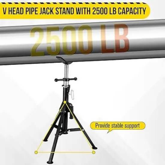 V-Head Pipe Jack Stand, 2500LB Load Capacity with Folding Legs, 28"-52" Adjustable Height ，for Welding, Pipe Threading, Red image {4}