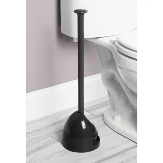 mDesign Toilet Bowl Plunger Set with Drip Tray, Compact Storage image {2}