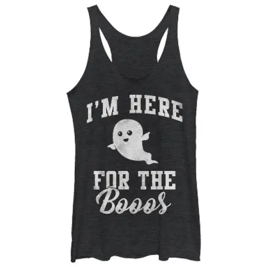 Women's CHIN UP Halloween Ghost Here for Boos Racerback Tank Top image {2}