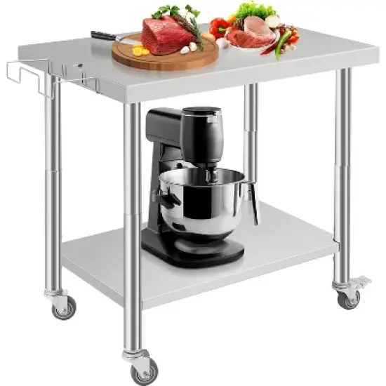 Heavy Duty Stainless Steel Work Table, Adjustable Height Utility Table for Home, Garage, and Restaurant Use image {21}