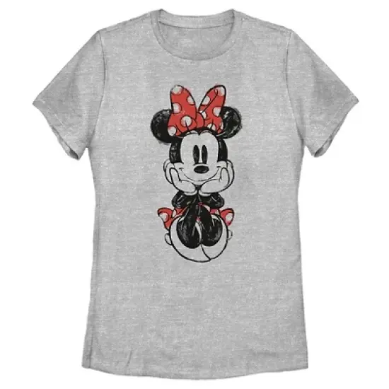 Women's Mickey & Friends Sitting Minnie Sketch T-Shirt image {3}