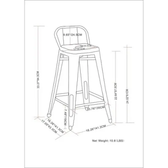 Set of 4 24" Josephine Metal Counter Height Barstools - WyndenHall image {10}